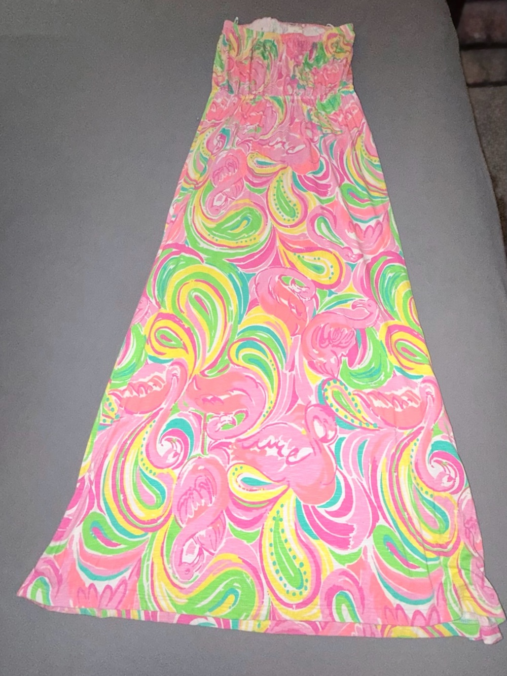 Lilly Pulitzer Marlisa All Nighter Print Slub Jersey Strapless Maxi Dress Sz L